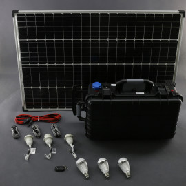 SO208 - solární systém 100 W s aku, 230 V a 12 V a USB a LED, přenosný