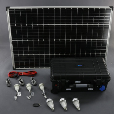 SO208 - solární systém 100 W s aku, 230 V a 12 V a USB a LED, přenosný