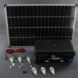 SO208 - solární systém 100 W s aku, 230 V a 12 V a USB a LED, přenosný