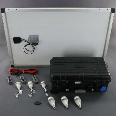 SO208 - solární systém 100 W s aku, 230 V a 12 V a USB a LED, přenosný