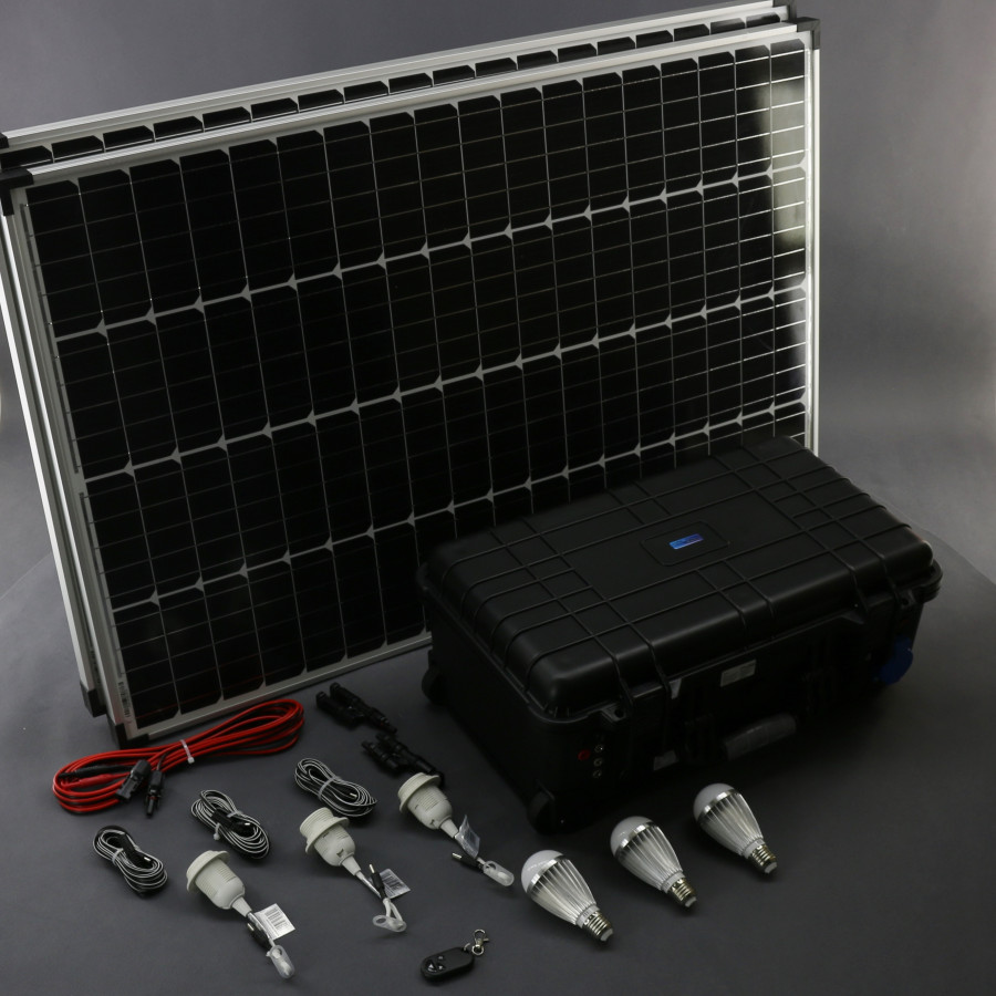 SO210 - solární systém 200 W s aku, 230 V a 12 V a USB a LED, přenosný