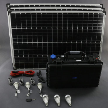 SO212 - solární systém 300 W s aku, 230 V a 12 V a USB a LED, přenosný
