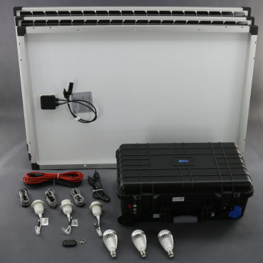 SO212 - solární systém 300 W s aku, 230 V a 12 V a USB a LED, přenosný