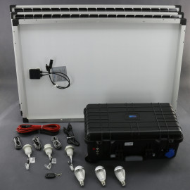SO212 - solární systém 300 W s aku, 230 V a 12 V a USB a LED, přenosný