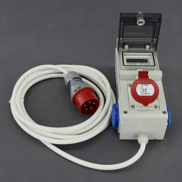 EL10 - přenosný elektroměr 3f, 16 A, digitální, zásuvka a vidlice