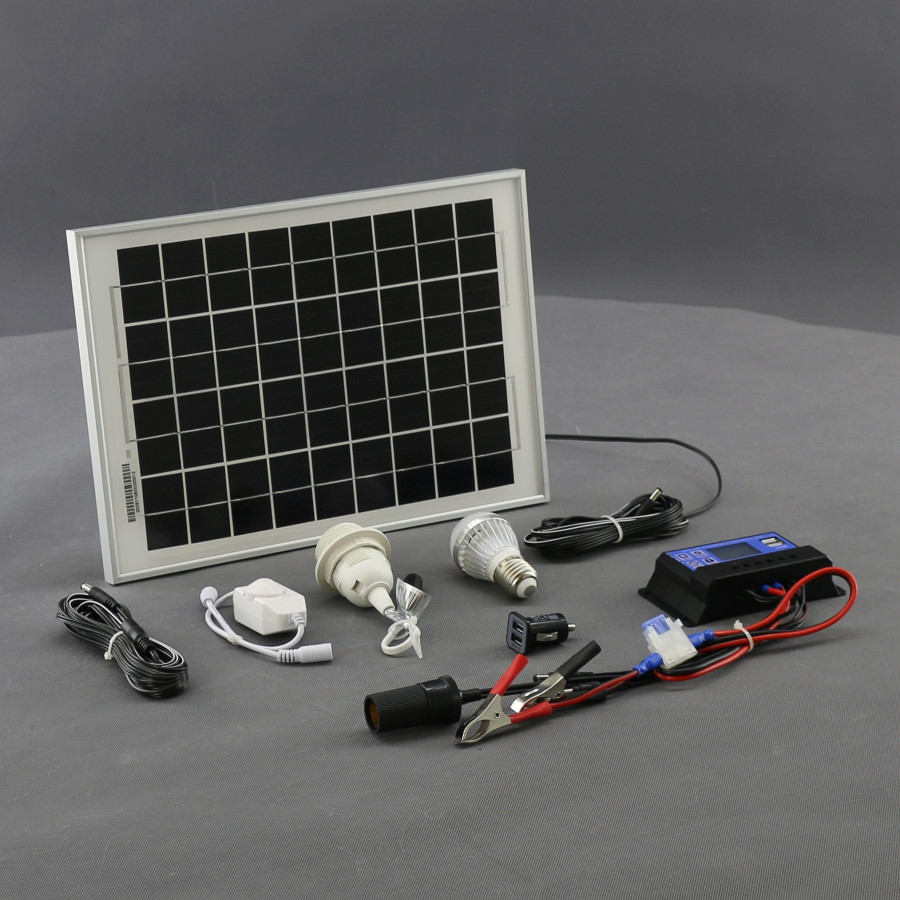 SO134 - solární systém 10 W, ostrovní, 12 V a USB a LED