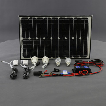 SO136 - solární systém 30 W, ostrovní, 12 V a USB a LED