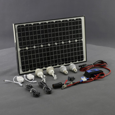 SO136 - solární systém 30 W, ostrovní, 12 V a USB a LED