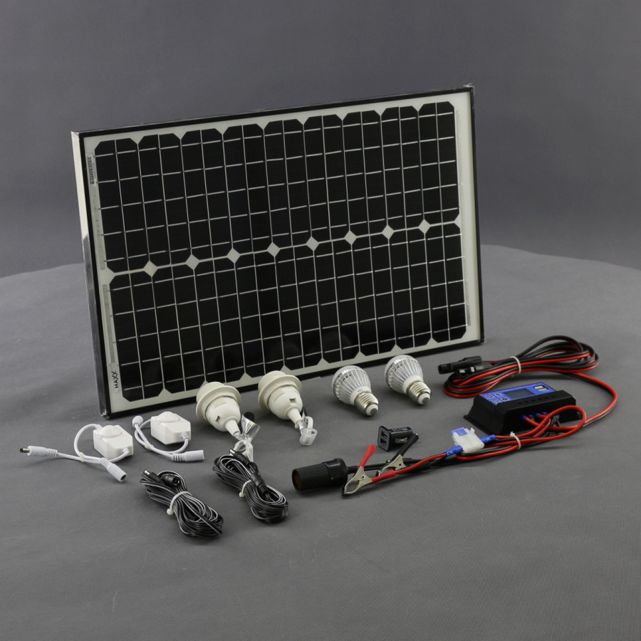 SO136 - solární systém 30 W, ostrovní, 12 V a USB a LED