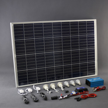 SO122 - solární systém 100 W, ostrovní, 230 V a 12 V a USB a LED