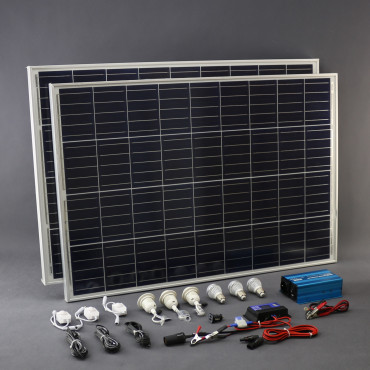 SO124 - solární systém 200 W, ostrovní, 230 V a 12 V a USB a LED