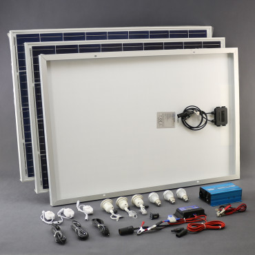 SO126 - solární systém 300 W, ostrovní, 230 V a 12 V a USB a LED