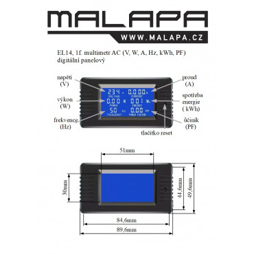 EL14-multimetr-230-v-kwh-v-w-a-hz-pf-digitalni-panelovy-rozmery-a-popis