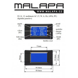 EL14-multimetr-230-v-kwh-v-w-a-hz-pf-digitalni-panelovy-rozmery-a-popis