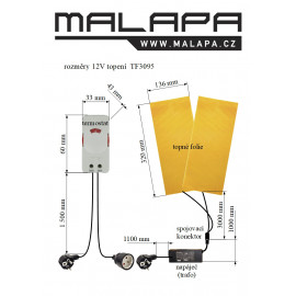rozměry topení s termostatem do kurníku, psí boudy TF3095
