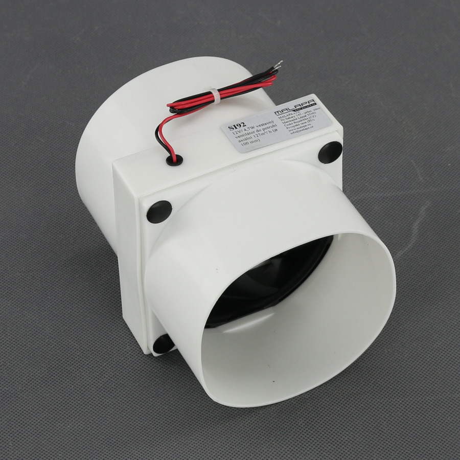 SI92 - vestavný potrubní ventilátor průměr 100 mm, 12 V, 127 m3/h