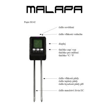 popis digitálního měřiče půdy VT142