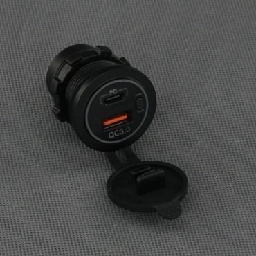 SI858 - USB-A QC3.0 a USB-C PD nabíječka a vypínač, IP65, panelová