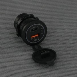 SI858 - USB-A QC3.0 a USB-C PD nabíječka a vypínač, IP65, panelová