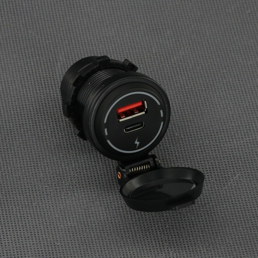 SI862 - USB-A QC3.0 a USB-C PD nabíječka, IP65, panelová