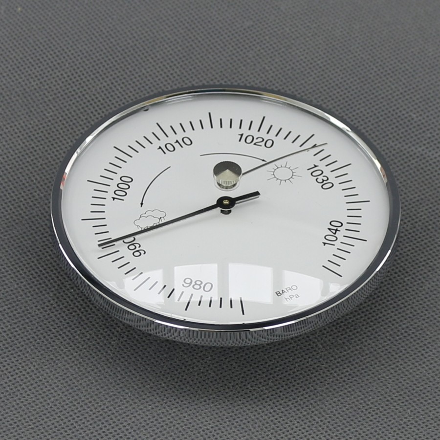 VT148 - barometr analogový, stříbrný, průměr 95 mm