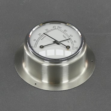 VT160 - teploměr a vlhkoměr analogový, stříbrný, průměr 103 mm