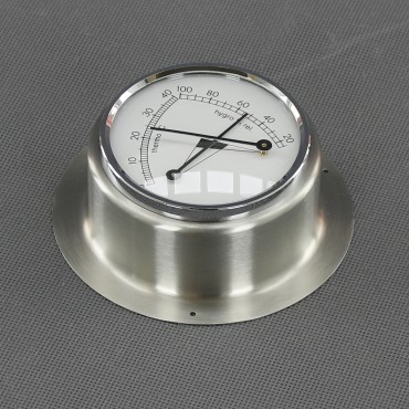 VT160 - teploměr a vlhkoměr analogový, stříbrný, průměr 103 mm