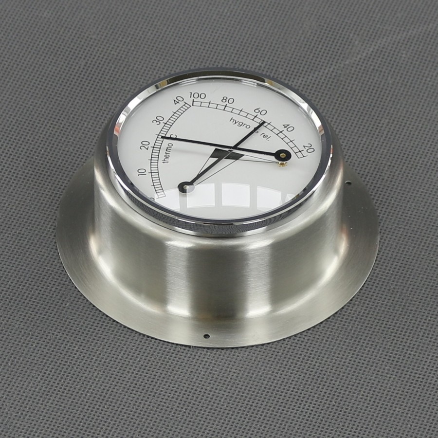 VT160 - teploměr a vlhkoměr analogový, stříbrný, průměr 103 mm
