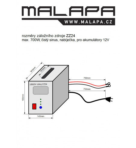 rozměry záložního zdroje ZZ24