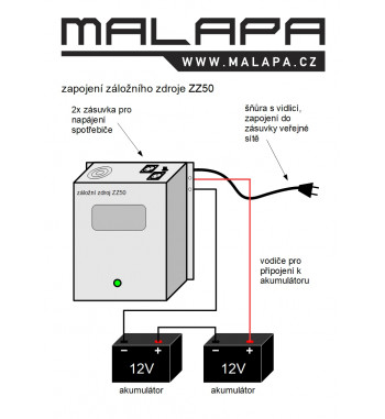 schéma zapojení záložního zdroje ZZ50