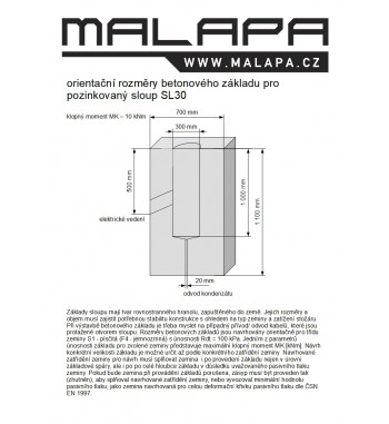 způsob uložení sloupu do betonu SL30