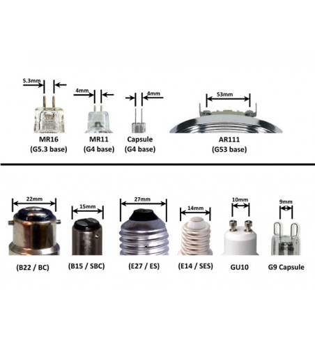 tabulka s druhy patic a objímek žárovek 2. SI18