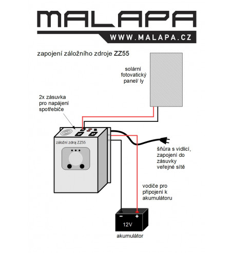 schéma zapojení záložního zdroje ZZ55