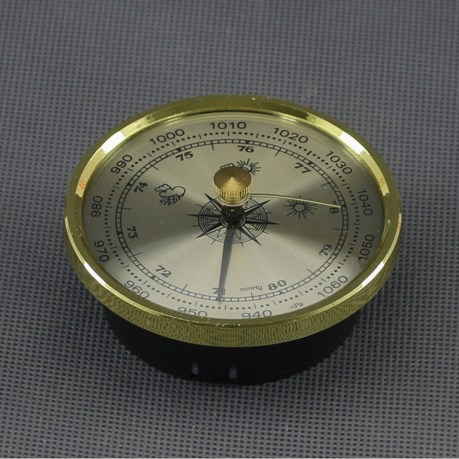 VT30 - barometr analogový, zlatý, průměr 70 mm