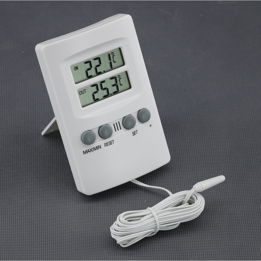 VT02 - teploměr vnitřní a venkovní, alarm, LCD