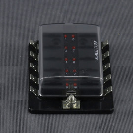 SI615 - pouzdro 10x nožové autopojistky Standard, 10x 16 A a LED