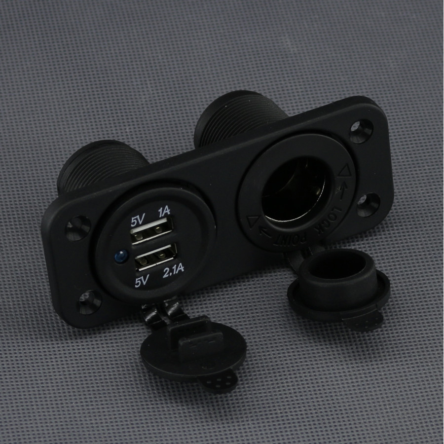 SI126 - USB-A nabíječka + auto zásuvka (CL), IP65, panelová